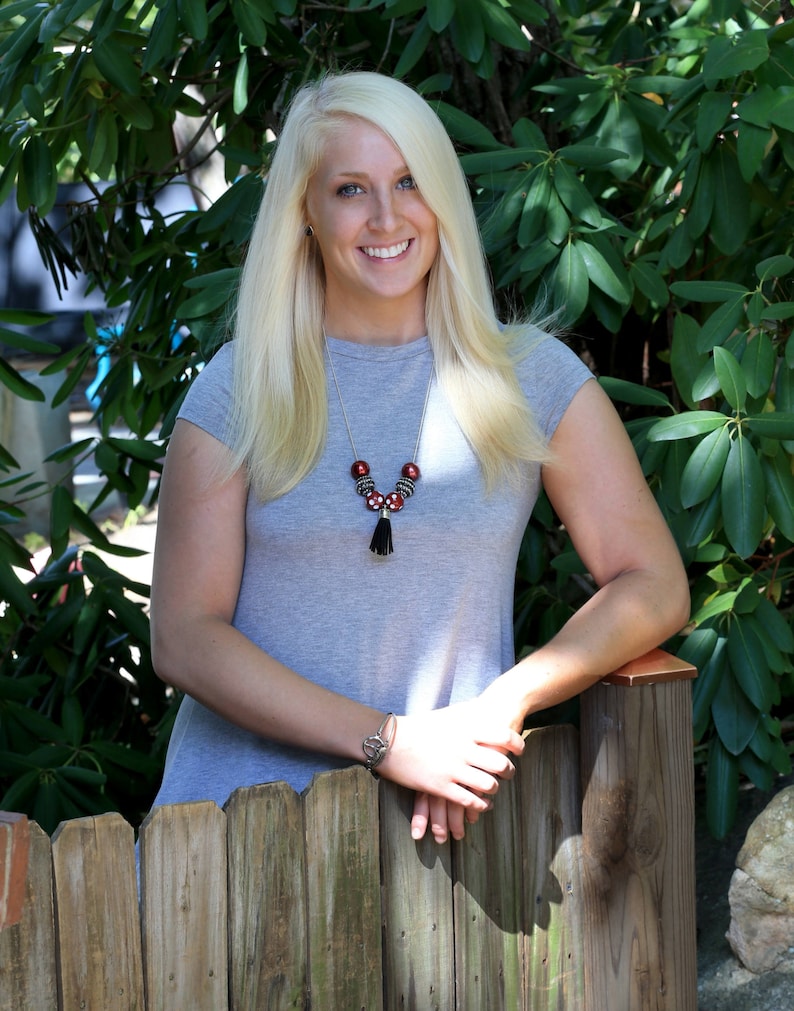 Game Day Necklace Game Day Jewelry USC Necklace Gamecock Jewelry Meredith College Necklace Garnet and Black image 2