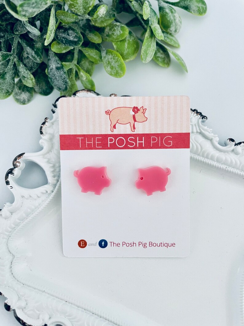 Pig Earrings Pink Pig Earrings Pig Earrings, Pig Jewelry Farm Earrings Pig Lover Earrings Pig Gifts Gifts for Pig Lovers image 2