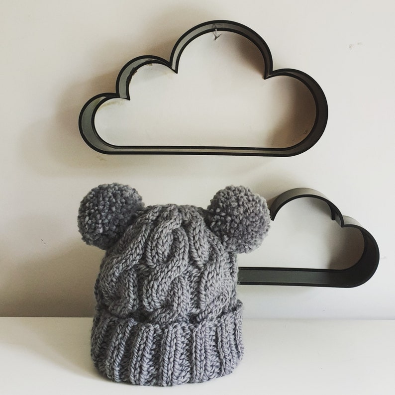 Cable Bobble Hat Knitting Pattern PDF Cute Teddy Winter ...