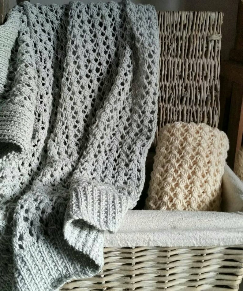 Baby Blanket Knitting Pattern PDF Cellular Pram Blanket Etsy UK