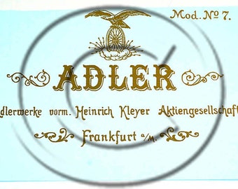 Adler 7 Typewriter Water Slide Decal