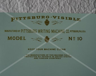 Pittsburg Visible Model 10 Typewriter Water Slide Decal Set