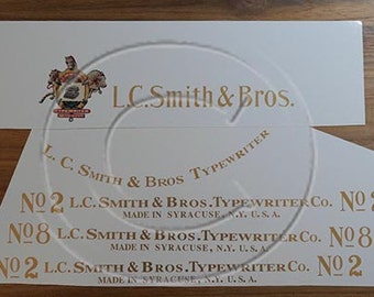 LC Smith 2, 3, 5 or 8 typewriter decal set