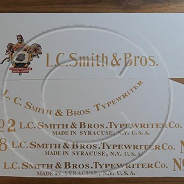 LC Smith 2, 3, 5 or 8 typewriter decal set