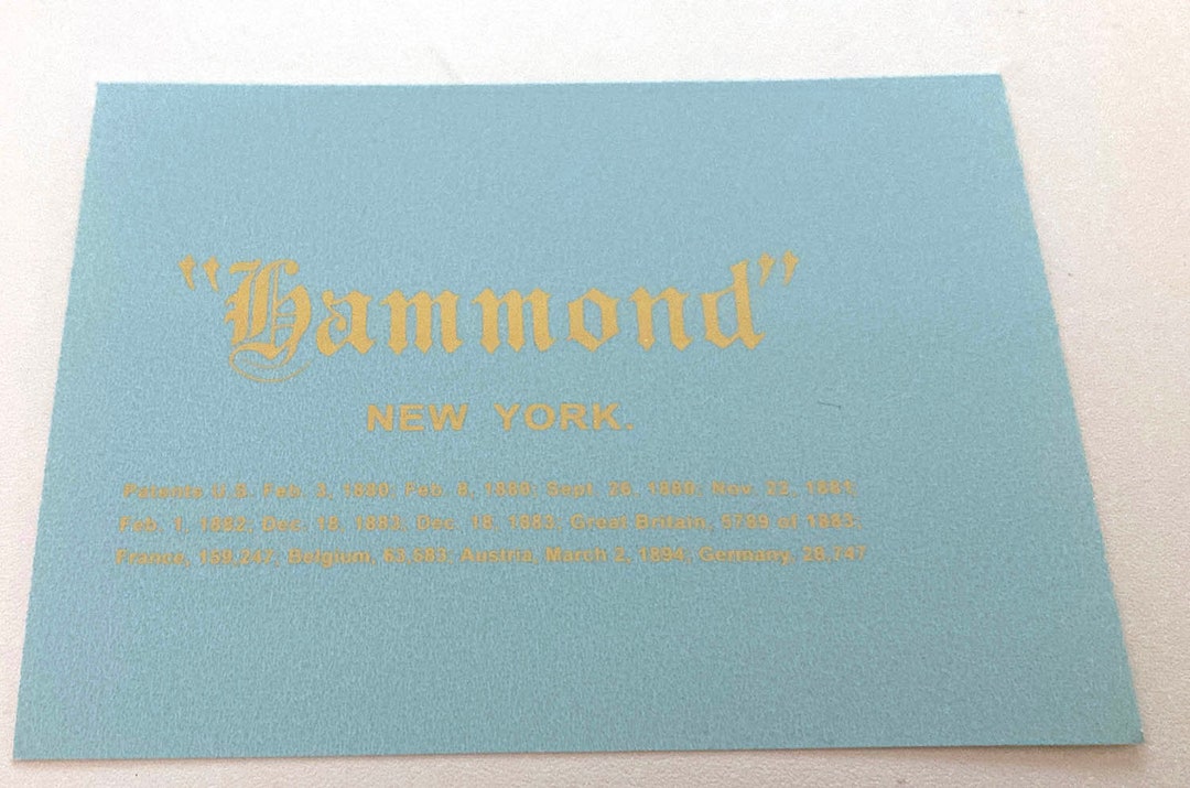 Hammond Sticker Hammond 1 Tewriter Water Slide Decal - Etsy Denmark