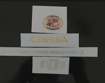 Corona Folding Typewriter Water Slide Decal set