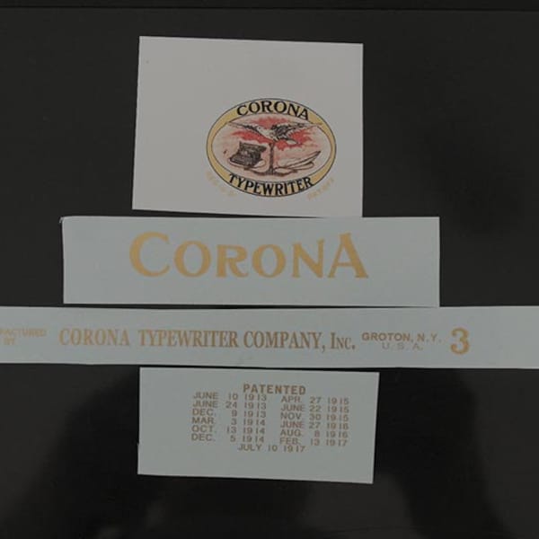 Corona Folding Typewriter Water Slide Decal set