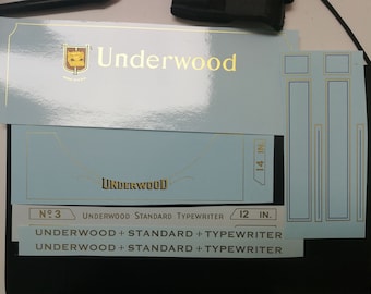 Underwood 3 Typewriter Water Slide Decal set COMPLETE WITH pinstripes