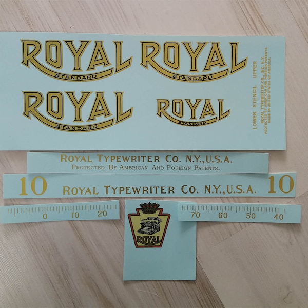 Royal 10 Typewriter Water Slide Decal set _ Modèle précoce