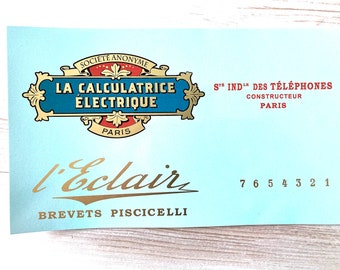 l'Eclair Calculatrice Electrique - calculater adding machine  Water Slide Decal set