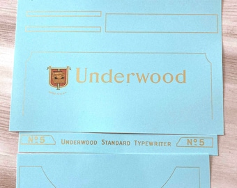 LATE Underwood 5  Typewriter Water Slide Decal set WITH pinstripes