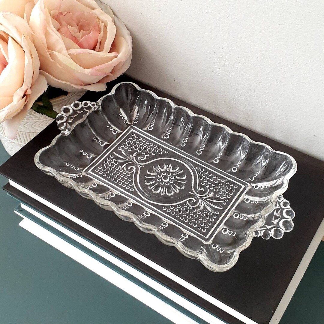 Beveled Vintage Tray, Antique Jewelry Dish, Tabletop Dish Etsy