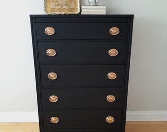 SOLD** Please do Not Purchase**Tall black vintage Dresser Chest of Drawers