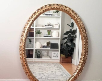 Large Vintage Ornate Mirror, Gold Distressed Vintage Mirror