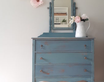 SOLD.!! Vintage Blue Dresser*** Shipping Is Not Included***