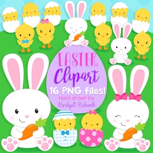 Pacote de clipart de Páscoa, clipart de pintinho, clipart de coelhinho da Páscoa, clipart de coelhinho, pintinhos, ovo de Páscoa, IMAGENS PARA IMPRIMIR (NÃO arquivos de corte)