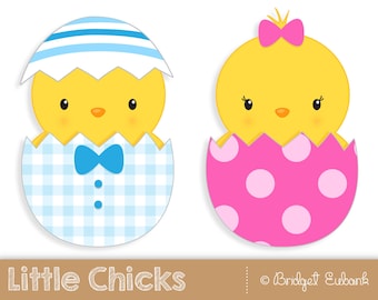 Chick clipart, gender reveal, Easter clipart, cute chicks, baby chick clipart, PRINTABLE IMAGES (NOT a cutting file)