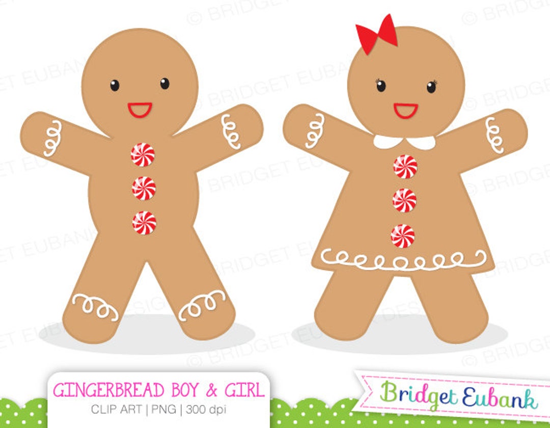 Gingerbread Boy Clipart, Christmas Clipart, Gingerbread Boy and Girl