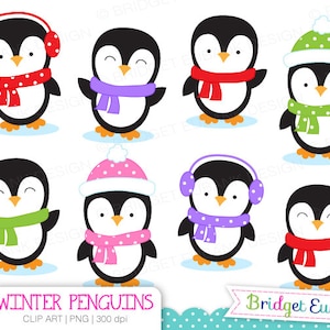 Penguin Clipart, Penguins Clipart, Winter clipart, Christmas clipart, PRINTABLE PNG Images (NOT a cutting file)