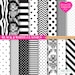 Black and White Digital Paper | Black Chevron | Zebra Print Digital Paper | Black Stripes | Black and White Polka Dots | INSTANT DOWNLOAD 