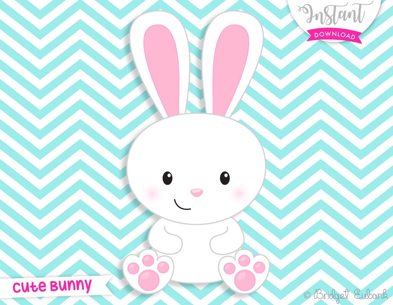 girl bunny clipart NOT a cutting file PRINTABLE IMAGES baby bunny ...