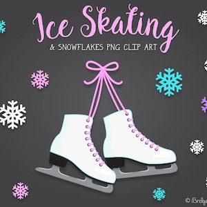 PRINTABLE PNG File, Ice skating clipart, ice skates clipart, snowflakes clipart, ice skating party, ice skating birthday