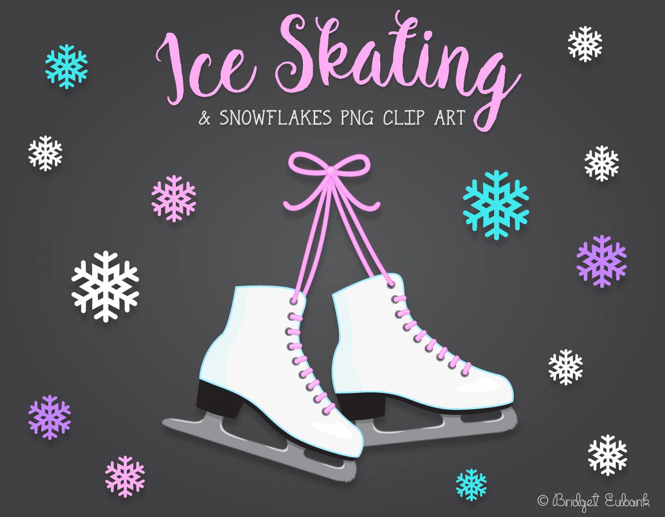Ice skates clip art ice skating clipart snowflakes clipart Etsy