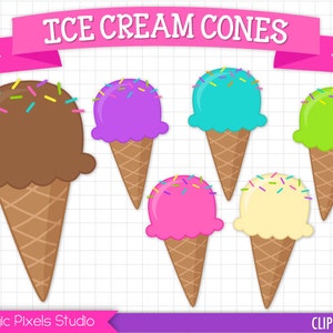 Eis Kegel Clipart, Eis Clipart, Ice Cream Party, printABLE IMAGES (nicht eine schneidende Datei)