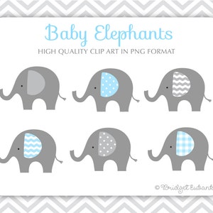 Baby Elephant clipart, Elephant clipart, baby shower clipart, baby boy clipart, PRINTABLE IMAGES (NOT a cutting file)