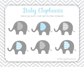 Baby Elephant clipart, Elephant clipart, baby shower clipart, baby boy clipart, PRINTABLE IMAGES (NOT a cutting file)