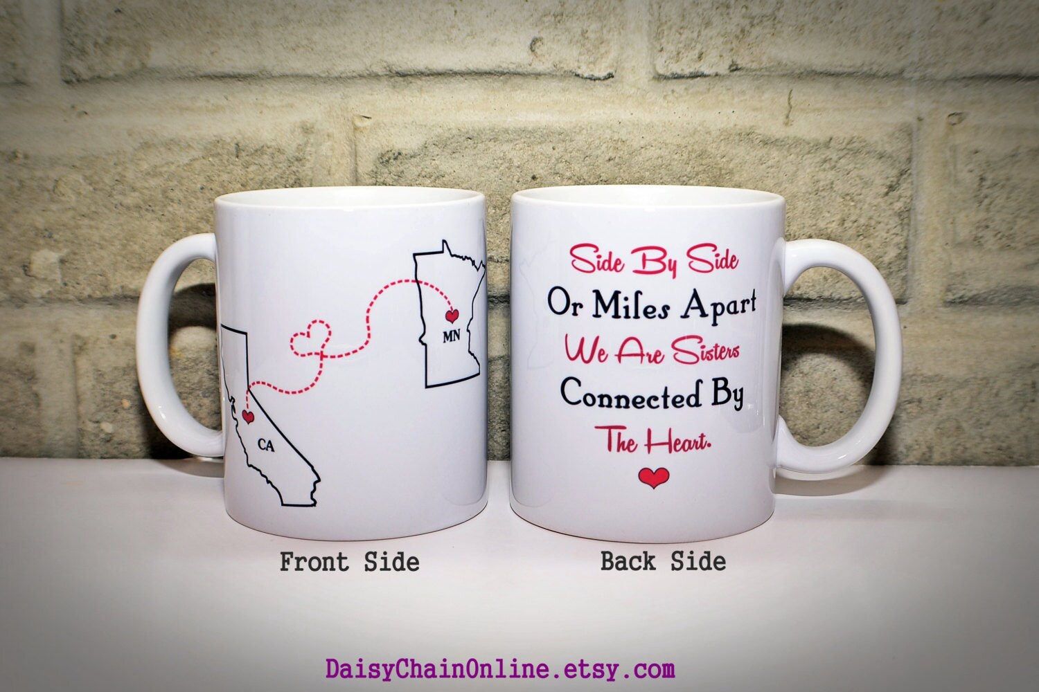 Long Distance Coffee Mug Best Friends Mug Double Sided Etsy