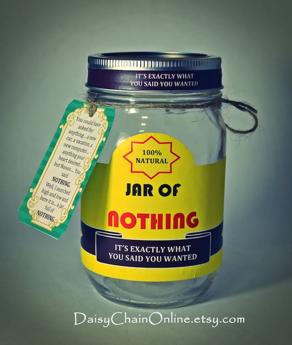 Jar of Very little Gag Present White Elephant Reward - Printable Labels for Do-it-yourself Venture photograph relating to Jar of Nothing Printable Label Free called Jar of Nothing at all Gag Present White Elephant Reward - Printable Labels for Do-it-yourself Undertaking