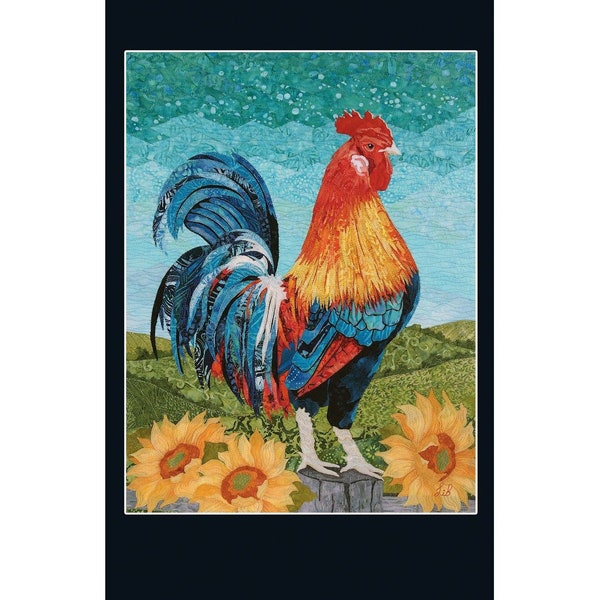 Rooster Hand Drawn Pattern Print Bed Set Quilt main image 1
