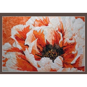 Carte d'Art Textile avec Fleur ( CA011) /LIVRAISON GRATUITE
