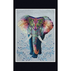 Carte d'Art Textile avec Éléphant (CA024) / LIVRAISON GRATUITE