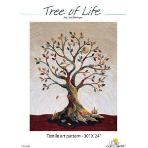 Tree of Life Art Quilt Pattern, also available as a PDF pattern, Free shipping in Canada, custom work available.