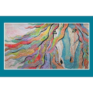 Cheval, Carte d'Art Textile Mystère (CA035) /LIVRAISON GRATUITE