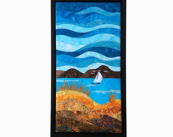Quilt with Boat, Le Vent dans les Voiles 26.5" x 14.5" FREE SHIPPING, Canada, U.S