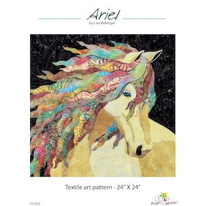 PDF QUILT PATTERN with a horse, more advanced art quilt pattern with colour pictures, custom work available.