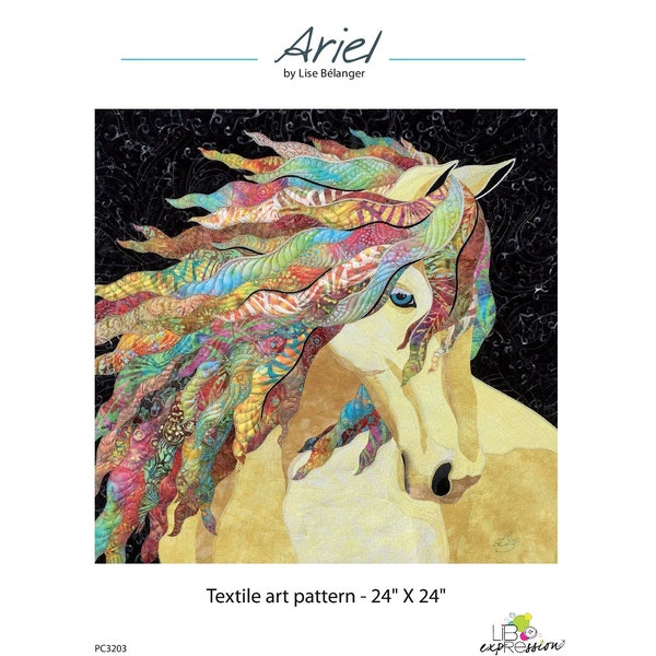 PDF QUILT PATTERN with a horse, more advanced art quilt pattern with colour pictures, custom work available.