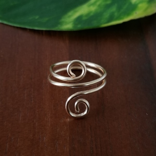 Adjustable Handmade Spiral Ring, The Pohole Ring, 14K Gold Filled, Sterling, Beachy, Handmade Mermaid Jewelry, Made to Order, Gift for Her