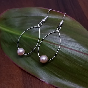 Freshwater Pearl Teardrop Earrings, Momi Wire Earrings, Simple Drop Pearls, Mermaid Jewelry, Beachy, Handmade in Hawaii, Best Gifts for Her