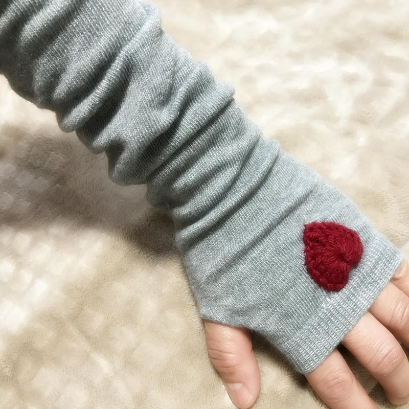 Arm Warmer Finger-less Gloves With Hearts, More Color Choose