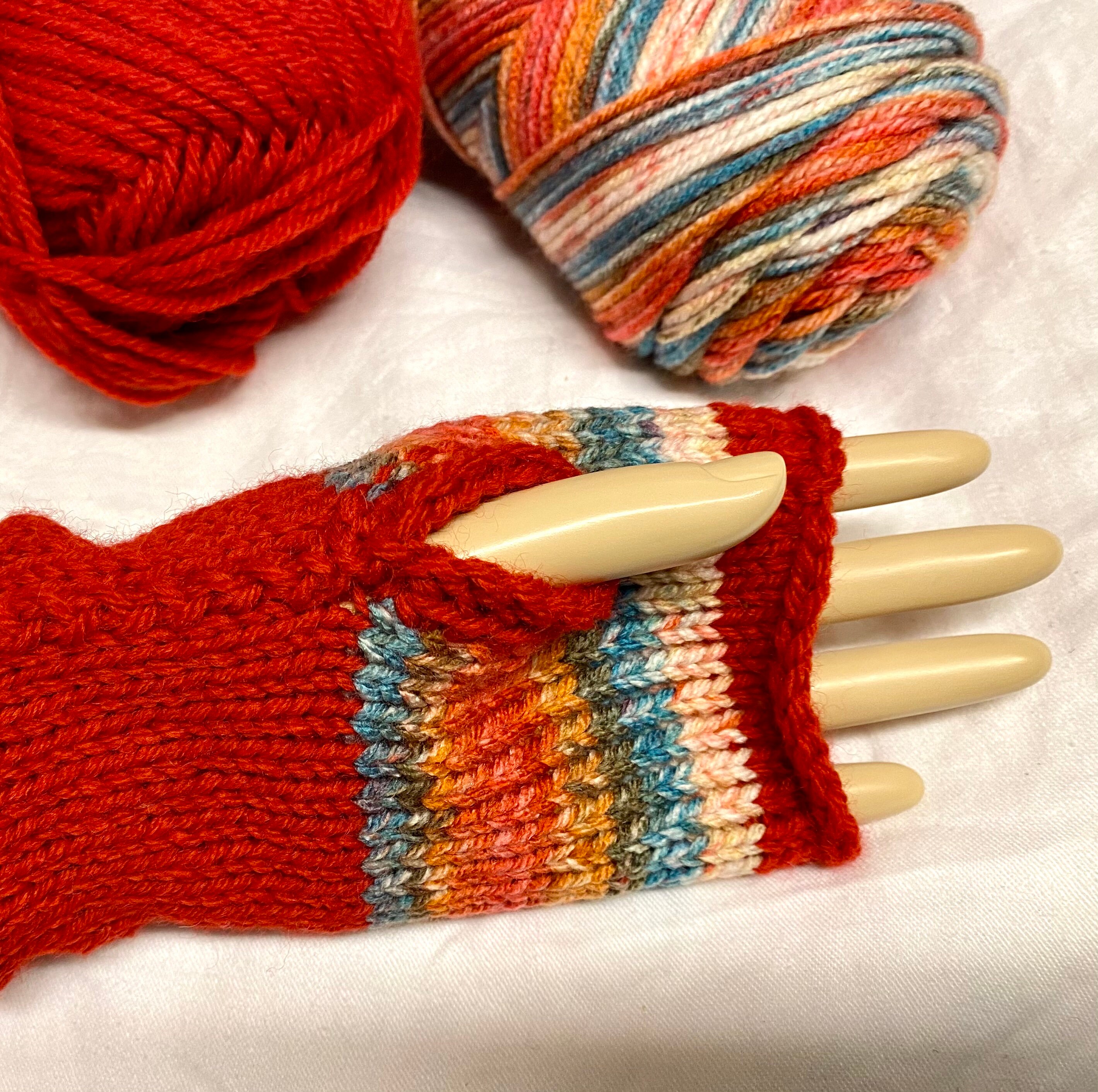Wool & Multi Color Yarn Fingerless Gloves With Hearts Etsy