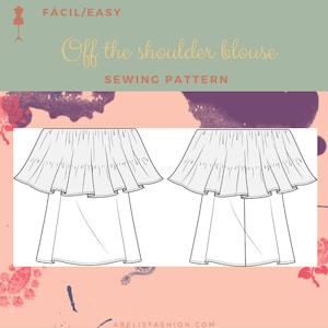Off shoulder top pattern, Bardot top pattern XS/6XL