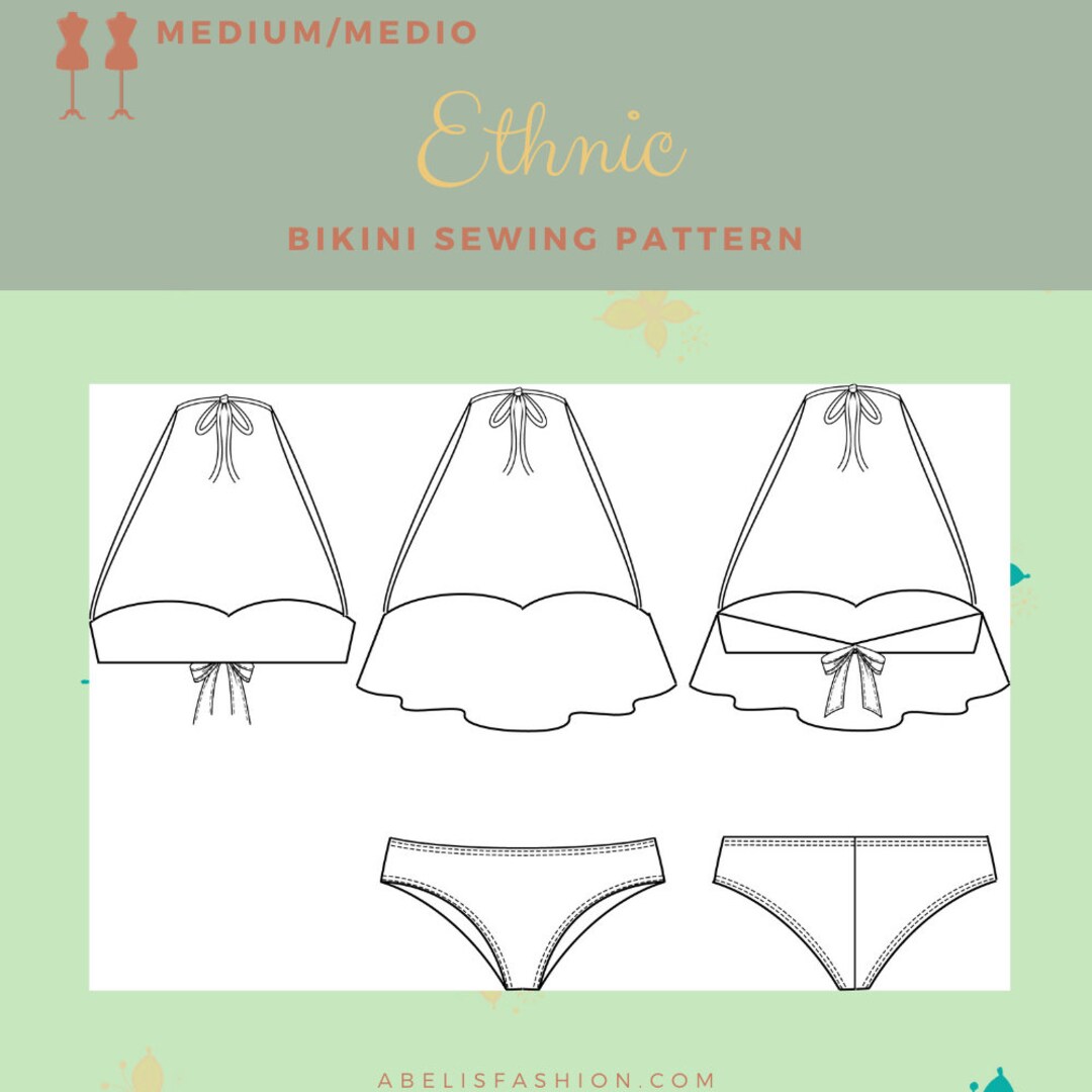 Women Bikini, Women Swimsuit Pattern, Bikini With Frill - Etsy