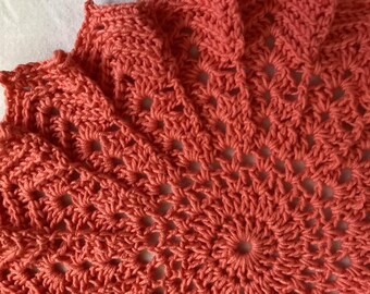 Melon Crochet Doily: 12" Handmade Table Centerpiece