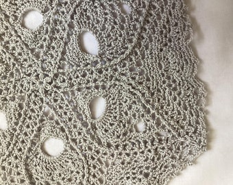 Gray Crochet Doily: Handmade Table Centerpiece (12" x 13")