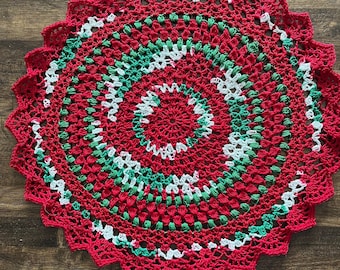 Festive Elegance: Christmas Splendor 12 1/2-Inch Handmade Doily