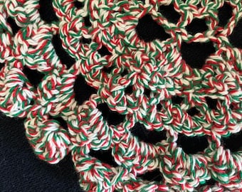 Handcrafted Christmas Colors Yarn Mandala Crochet Art